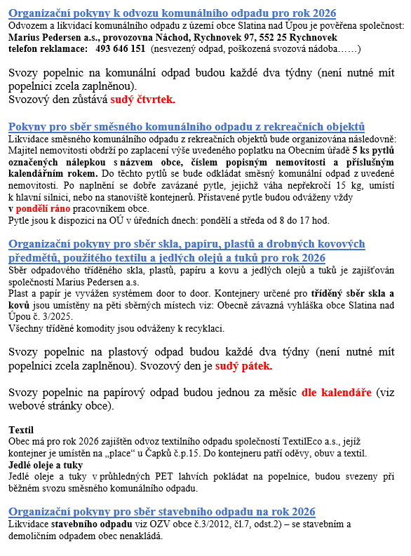 organizační pokyny