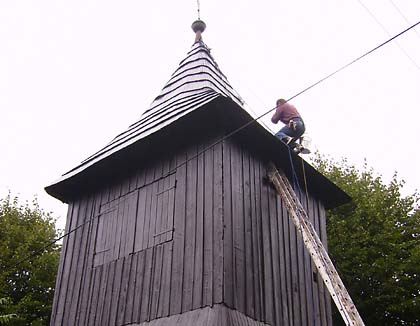 Zvonice v průběhu oprav