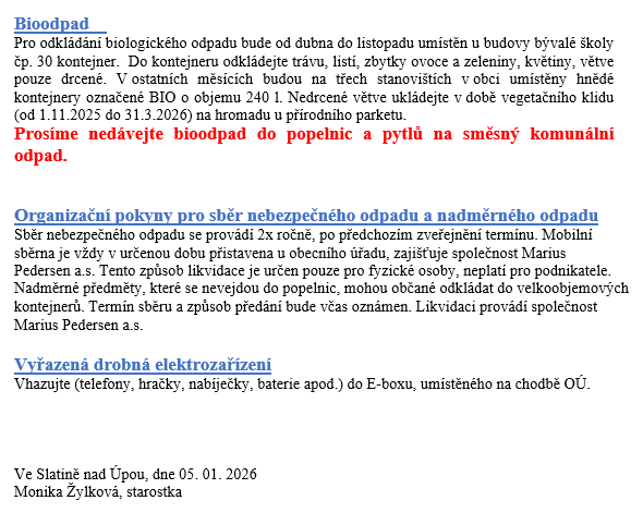 organizační pokyny