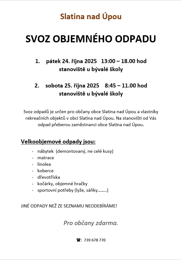 Svoz objemného odpadu 2025