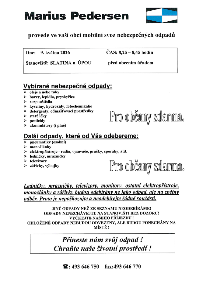 Svoz nebezpečných odpadů 2026